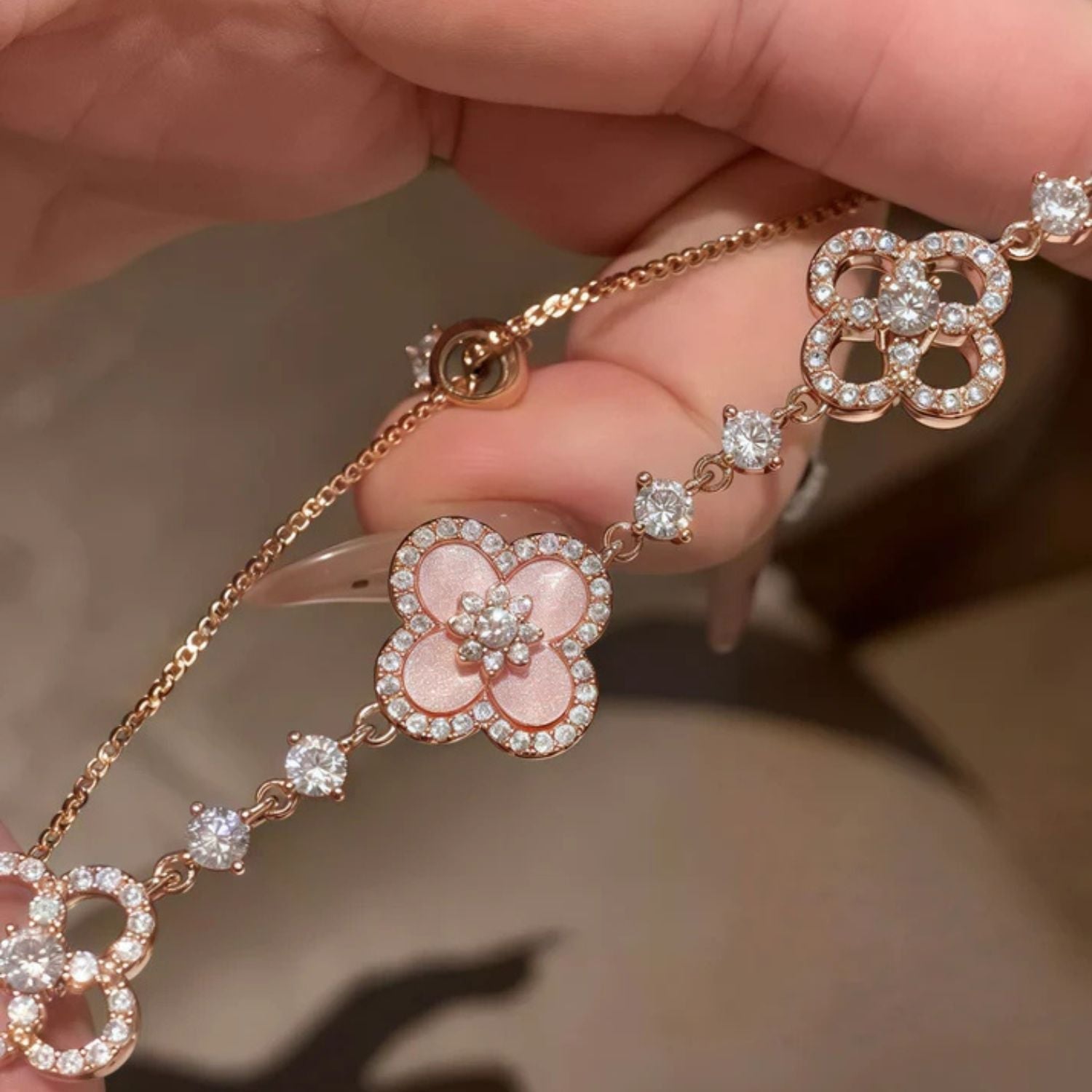 Sparkling Clover Charm Bracelet