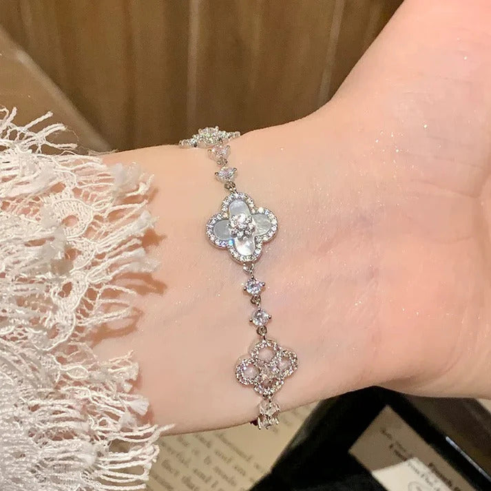Sparkling Clover Charm Bracelet